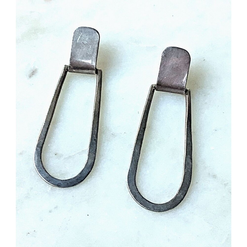 Vintage Sterling Earrings Door Knocker Silver 925 Large Dangle Earrings Retro